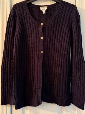 EUC Talbots Women Navy Sweater Cardigan Pima Cotton 1X